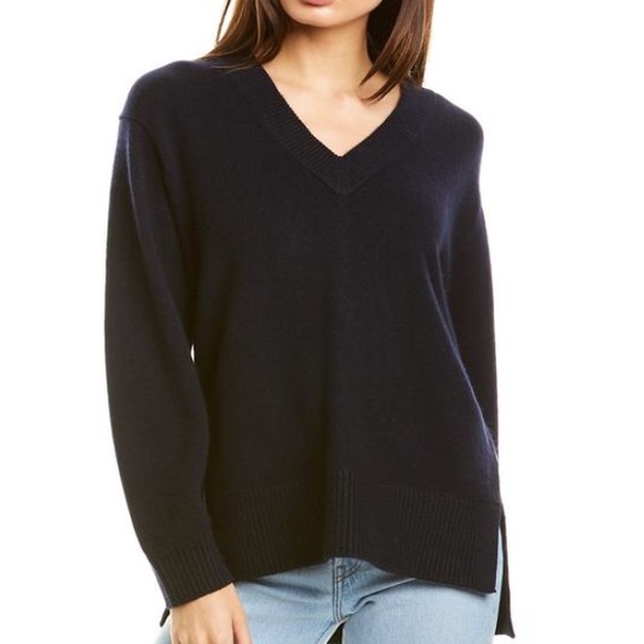 Vince Sweaters - Vince V Neck Navy Blue 100% Cashmere Tunic Sz XS